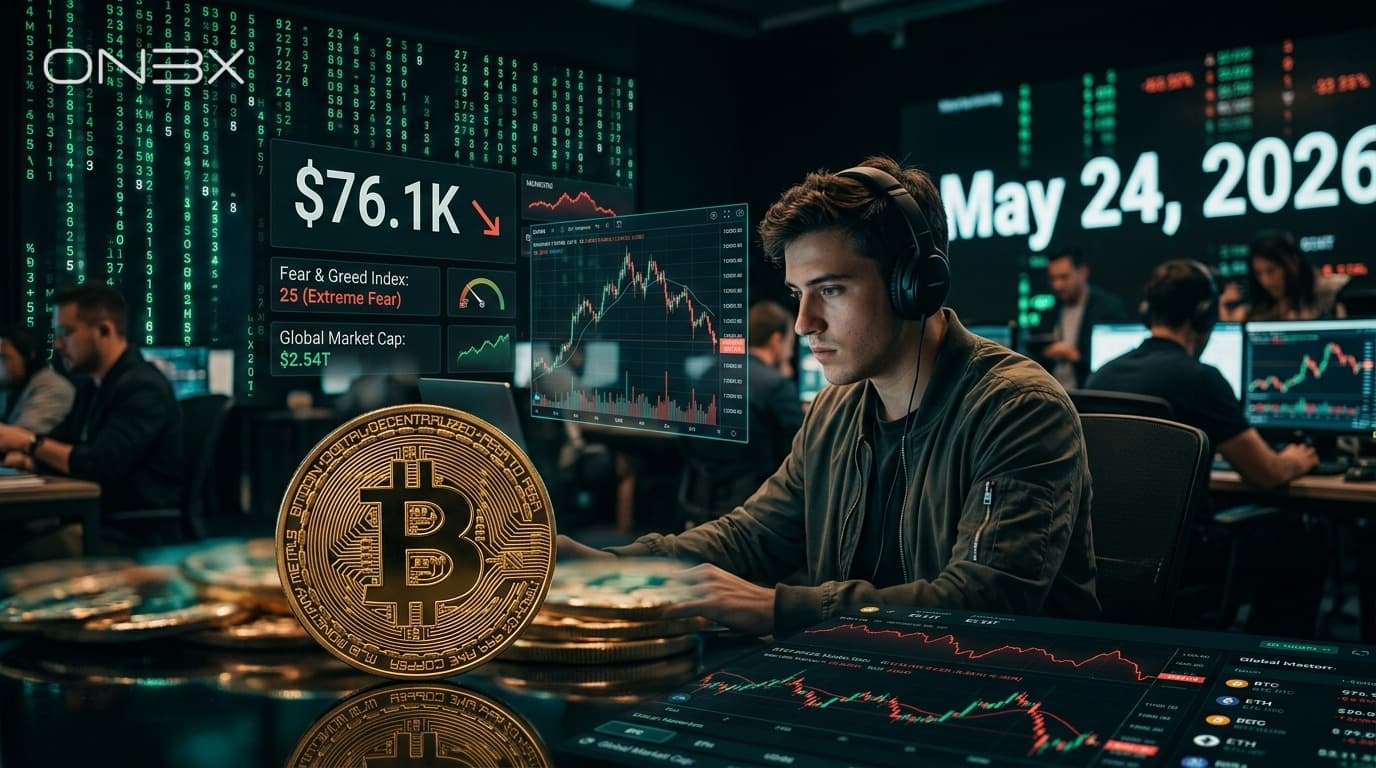 Radar Crypto — May 24, 2026: BTC Falls to US$ 76.1K Radar Crypto — May 24, 2026: BTC Falls to US$ 76.1K