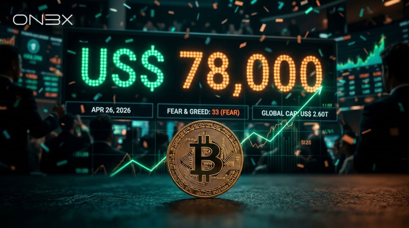 Radar Crypto — 26 kwietnia 2026: BTC rośnie do US$ 78.0K